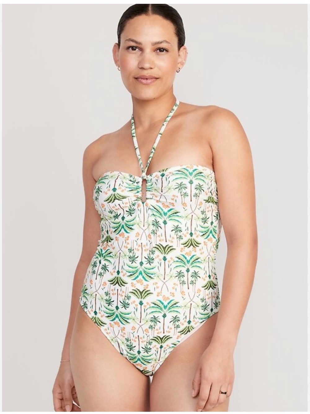 Old Navy Tropical Halter One-Piece Swimsuit - Green/White